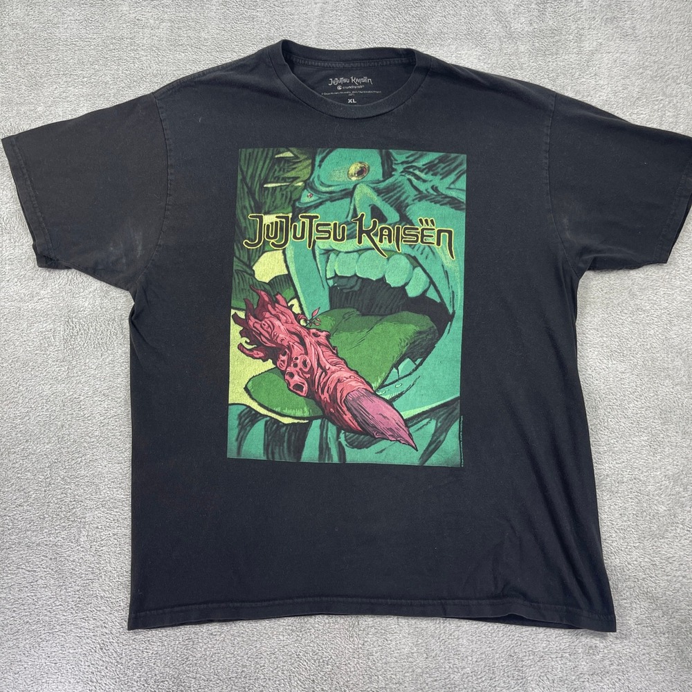 Crunchyroll Jujutsu Kaisen Men XL Black Sukuna Finger Graphic Tee Anime Shirt